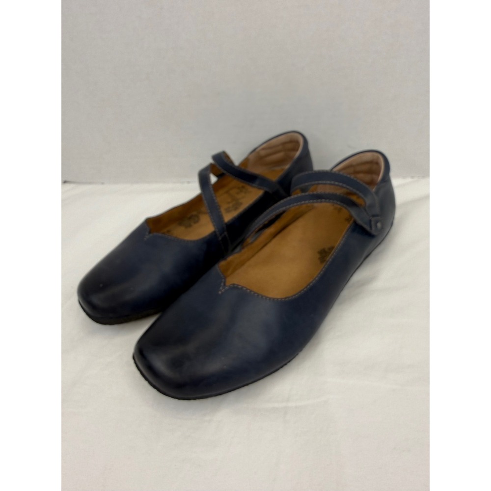 Taos BNR-14209 Navy Blue Leather Double Strap Mary Jane Flats Womens 11 - Picture 3 of 9